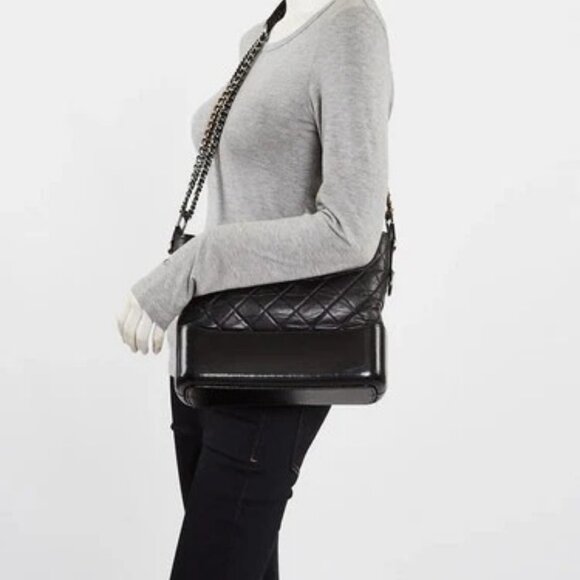 Chanel Black Quilted Aged Calfskin Leather Medium Gabrielle Hobo Bag - Picture 2 of 10